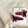 Grampo de Cabelo Infantil Veludo Vinho Laço de Ano Novo Grampo Lateral Grampo para Franja