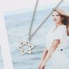 Collar con Colgante Hueco de Estrella de Seis Puntas con Superficie Brillante del Mismo Estilo de Celebridad de Internet, Simple, a la Moda, de Alta Gama, Elegante, Cadena para Clavícula, Joyería