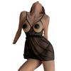 Lencería Sexy, Camisón Sexy de Malla, Falda Corta con Aros, Falda Transparente con Tirantes, Camisón Sexy Provocativo con Abertura en la Entrepierna, No Necesita Quitarse