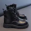Botas de Couro Infantis Outono e Inverno Meninos Meninas Botas de Moda Botas de Algodão com Veludo Extra Botas de Moda para Adolescentes Botas de Outdoor Botas Curtas Botas Martin