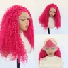 Comercio exterior exportación fábrica de pelucas Qingdao al por mayor afroafricana rosa rojo pelo rizado pequeño gorra peluca