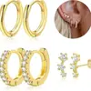 Pendientes de circonita de estilo geométrico de moda europea y americana, pendientes de nicho, adecuados para muchos pares de pendientes de lujo ligero, personalidad, tendencia, dulces y geniales para mujer