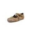 Sapatos Mary Jane Artísticos Retrô com Tiras Cruzadas de Couro Bovino de Primeira Camada Outono 2025 Planos Bico Redondo Patchwork Couro Genuíno Sapatos Femininos