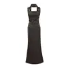 Estilo Europeo y Americano Transfronterizo Nuevo Elegante Vestido Ajustado de Color Sólido con Lazos en la Cintura y Diseño de Ballenas, Vestido Bodycon de Cola de Pez