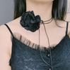 Gargantilha estilo francês vintage grande com flores, colar feminino, todos os tipos de combinações, corrente de clavícula de alto nível, alça de borla, colar de pescoço, corrente para mulheres