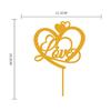 Inserción de tarjeta acrílica monocromática con diseño de amor en dorado y negro para tartas, suministros de decoración para repostería de fiestas.