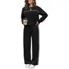 Conjunto Casual Feminino Europeu e Americano Transfronteiriço Outono 2026: Blusa Solta, Calça Longa de Cintura Alta Wide Leg