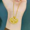 Collar de Mariposa con Borla Chapado en Oro con Colgante de Loto, Nueva Cadena para Suéter Estilo Étnico Chino Candado de Paz para Mujer