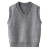 Chaleco tejido de punto con cuello en V estilo perezoso para mujer, primavera, otoño, invierno, holgado, sin mangas, top simple coreano para superponer