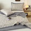 Cubierta de cama Class A 100% algodón y lino, cómoda, absorbente de sudor, transpirable, protector de colchón suave espesado de algodón y lino puro para verano, lavable a máquina, sábana antideslizante