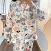 Crayón dinámico pequeño nuevo pijama mujer primavera traje de manga larga lindo caricatura ropa de casa traje casual cómodo venta al por mayor