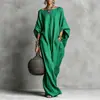 2026 Estação Independente Transfronteiriça Amazon Europa e América Primavera e Verão Moda Casual Imitação de Linho de Algodão Manga Morcego Vestido Solto