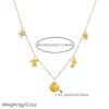 Collar con colgante de concha y estrella de mar estilo oceánico, popular en comercio exterior, cadena versátil de acero inoxidable chapado en oro para mujer, cadena para la clavícula de verano