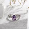Anillo Tesoro de Color de la Suerte de Amatista Natural de Plata de Ley S925 de Alta Gama sin Color Oro de 18K Joyería Simple para Mujer