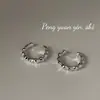 Pendientes de Clip Cuadrados de Meteorito de Plata de Ley S925 para Niñas Ins Dulce Nicho de Gama Alta Versátiles