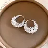 Pendientes de Cesta de Flores Redonda Hueca Estilo Francés, Lujo Ligero, Gama Alta, Pendientes Elegantes con un Diseño Único, Exquisitos Accesorios para Orejas de Nicho al por Mayor