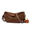Nuevo Estilo Otoño e Invierno 2026 Retro Maillard Bolso Hobo de Gamuza para Hombro para Mujer Gran Capacidad Bolso Cruzado tipo Dumpling para Viajes