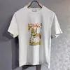 Camiseta unisex de manga curta com gola redonda e estampa de carta Hermes transfronteiriça, modelagem solta, casual, moderna, AMS Emma S100, algodão puro