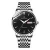 Reloj de cuarzo no mecánico para hombre, totalmente automático, de moda, con doble calendario, luminoso, resistente al agua, de acero, para negocios.