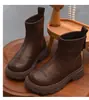 Botas estilo Martin para meninas 2026 novo estilo outono e inverno, forradas com fleece, sola grossa, antiderrapantes, com zíper traseiro, versáteis, estilosas, botinhas infantis estilo britânico