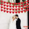 Suministros para Bodas Día de San Valentín Bandera de Amor de Fieltro Banner con Forma de Corazón No Tejido Cortina de Puerta de Corazón Rojo DIY Gratis