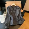 Camisa de Manga Larga a Cuadros Estilo Retro de Hong Kong con Cuello de Muñeca para Mujer, Nueva Llegada de Otoño, Delgada, Elegante, Versátil, con Temperamento, Top de Moda