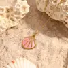 Colar de aço inoxidável mais vendido transfronteiriço, personalizado e simples, série oceano concha gota de óleo banhado a ouro 18K feminino