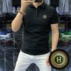 Camiseta polo de manga corta para hombre, nueva camiseta polo con solapa y letras perforadas en caliente, versión europea de media manga, corte entallado, de moda para hombre, 2023