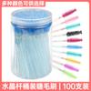 Cepillo de pestañas desechable con forma de barril, 100 unidades por barril, rollo de pestañas de color, peine para cejas, venta al por mayor