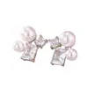 Pendientes Minimalistas de Perla y Circonita, Pendientes de Personalidad Irregular Estilo Suave, Versátiles para el Viaje Diario, Pendientes de Alta Gama