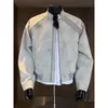 Jaqueta Masculina de Couro PU Tie-dye Retrô Americana Outono Patchwork Desconstruído Casual Gola Alta Roupa Exterior Tendência Jaqueta de Couro Solta