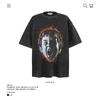 2025 Cross-border americano retro tendência marca antiga lavado pesado impressão camiseta de manga curta masculino solto plus size masculino wear