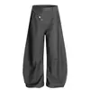 K339 Verão Americano High-End Versátil Moda de Rua Desconstruído Design Assimétrico Calças Casuais Largas Scimitar Masculinas