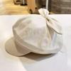 Sombrero Octogonal para Mujer Primavera y Verano Lazo Retro Artístico Combinable Sombrero Bailey Estilo Británico Gorra de Niño de Periódico Japonesa