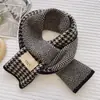 Cachecol Houndstooth Cachecol Quente Feminino Inverno Outono e Inverno Estilo Coreano Novo Lã All-match Estudante Tricotado Pequeno Cachecol Da Moda