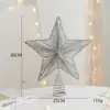Estrella para la Punta del Árbol de Navidad Dorada con Brillantina de Hierro Más Vendida Transfronteriza Decoración Estrella para la Punta del Árbol de Navidad Adornos de Navidad