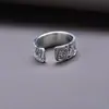 Anillo de plata de ley s925 vintage tallado suerte grande Ji zachilam simple elegante moda todo-partido dios de la riqueza anillo
