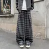 Calça Casual Masculina Estilo Americano Preguiçoso Padrão Diamante Marca Tendência Solta Calça de Perna Reta Blocos de Cor Outono Versátil Calça de Perna Larga Comprimento Total