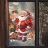 Pegatinas de pared navideñas Papá Noel, renos, árbol de Navidad, decoración de escena festiva, pegatinas navideñas para ventana de cristal