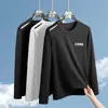 Camiseta Básica de Peso Pesado Solona para Primavera y Otoño, Camiseta de Manga Larga, Cuello Redondo Holgado, Top Sencillo y Versátil para Hombres y Mujeres