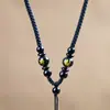 Cordón Tejido Hecho a Mano de Oro y Jade para Colgante de Mujer, Cordón para Collar con Colgante de Ágata de los Doce Signos del Zodiaco para Hombre