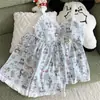 Conjunto de pijama camisola kt, novo estilo de verão com bojos, pode ser usado fora, modelagem solta, malha fina de algodão nuvem para casa para meninas