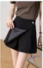 Shorts negros mujer petite primavera 2025 traje de exterior línea A pantalones de pierna ancha falso dos piezas culottes cintura alta bootcut