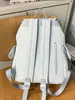 Mochila Ice Mist Azul Claro com Aba e Múltiplos Bolsos para Casais, Estilo Descontraído para Viagens ao Ar Livre e Ciclismo, Disponível em Tamanhos Pequeno e Grande