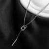 Collar de Acero de Titanio Eslabón Simple Borla Anillo para Mujer Eslabón Lujo Ligero Moda Elegante Doble Anillo Sentido del Diseño Combinable