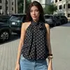 Top sin mangas de lunares con cuello halter para mujer, Verano Sexy Estilo Europeo y Americano, Adelgazante Moda Pura Deseo Ropa exterior