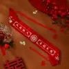 Cinto Vermelho de Casamento para Recém-Casados, Cós Alargado para Prosperidade, Comprimento Estendido para Noivo e Noiva, Selo de Cintura Vermelho de Dinheiro Especial para Traje de Homem e Mulher