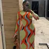 Estilo Europeo y Americano Personalizado Nuevo Moda para Mujer Comercio Exterior Vestido Bodycon Ajustado al Cuerpo con Cuello Redondo, Mangas Largas Cómodas y Vestido Delgado de Moda