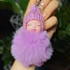 Rojo de red nuevo imitación piel de conejo perezoso muñeco de dormir colgante llavero muñeca linda adornos decorativos para bolsa regalo venta al por mayor