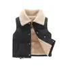 Colete de Lã Polar Infantil para Meninos e Meninas, Colete de Outono e Inverno, Colete Quente de Veludo de Cordeiro para Bebê para Usar por Cima